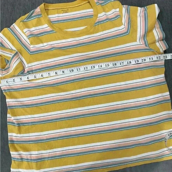 Madewell Mustard Yellow, turquoise, pink, and white Striped Tee - Size XXL - Picture 6 of 7